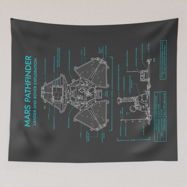Item preview, Mars Pathfinder Lander and Sojourner Rover (Grey and Turquoise Blueprint. Vertical) designed and sold by BGALAXY.