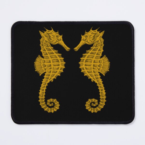 Item preview, Symmetrical Seahorses Mirrored Face To Face Ochre Yellow designed and sold by taiche.