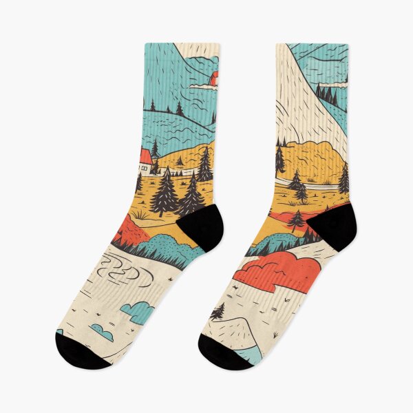 Item preview, Cabin In The Hills retro print designed and sold by FoxTreeDesign.