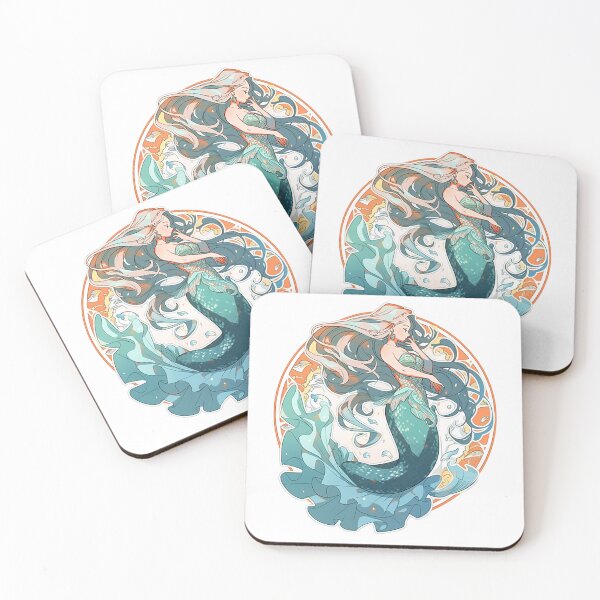 Item preview, Oceanic Elegance: Graceful Siren Digital Cartoon Sticker designed and sold by PaintbrushPlace.