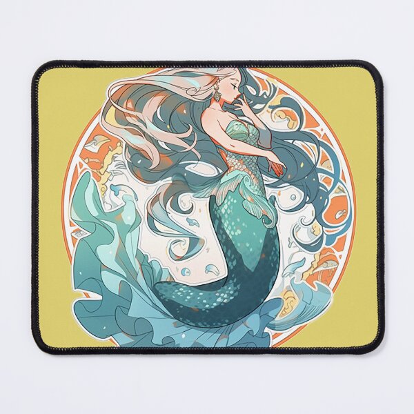 Item preview, Oceanic Elegance: Graceful Siren Digital Cartoon Sticker designed and sold by PaintbrushPlace.
