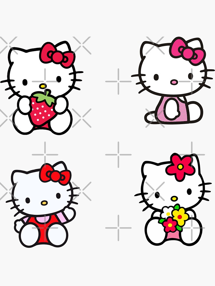 Sticker for Sale avec l'œuvre « Ensemble d'autocollants mignons Hello Kitty  » de l'artiste PsychedVision
