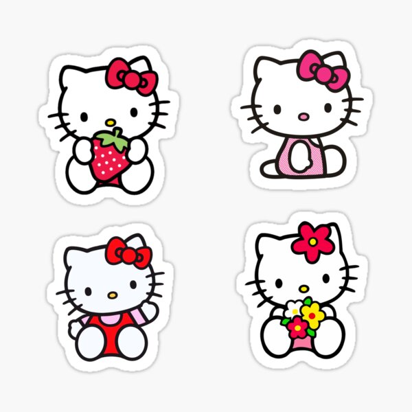 Cute Hello Kitty Sticker Set Sticker for Sale by PsychedVision