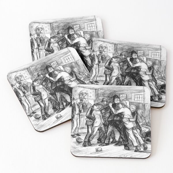 Item preview, Policeman & Others Hold Back Two Men Fighting In A Pub 1909, William James Glackens designed and sold by RocketshipRetro.