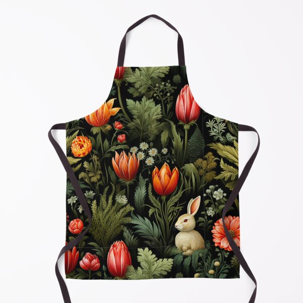 Item preview, A Rabbit In The Garden Dark Floral Print designed and sold by FoxTreeDesign.
