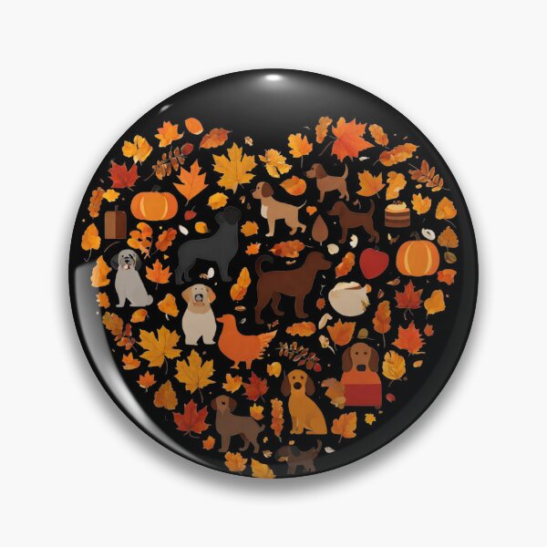 Item preview, Love Thanksgiving, dogs and fall with with dog icons in a fall heart, 2025 Thansgiving Day designed and sold by TreetopStudios.