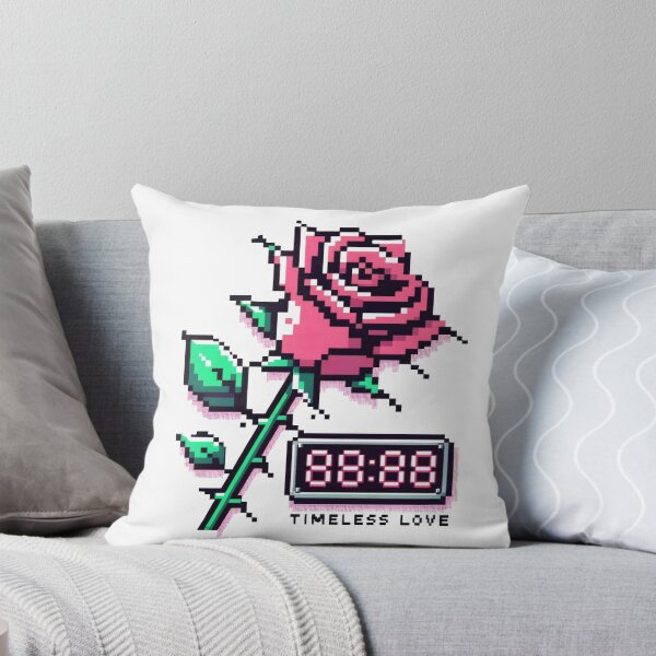 Item preview, Timeless Love - Pixel Rose with Neon Thorns and Digital Clock designed and sold by PixelPunkster.