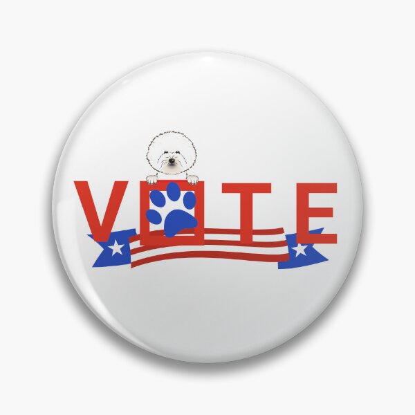 Item preview, American Flag Vote Slogan With Paw Print and Peeking Bichon Frise  designed and sold by PAWsitiveCurios.