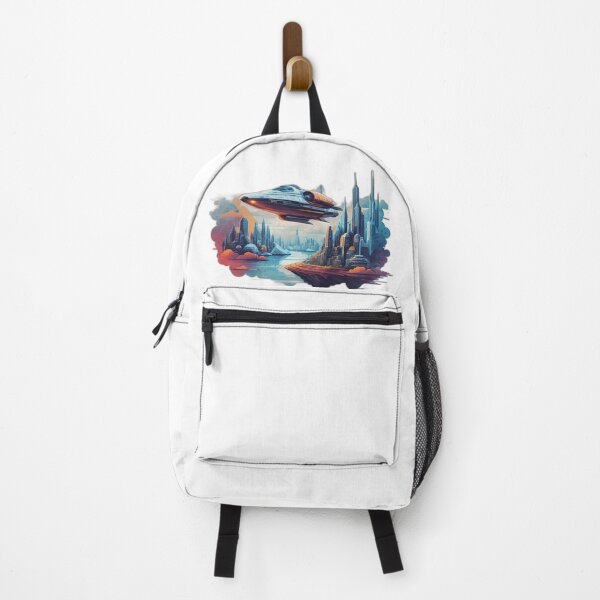 Item preview, Space Journey above a Futuristic City designed and sold by ArtVibeInk.