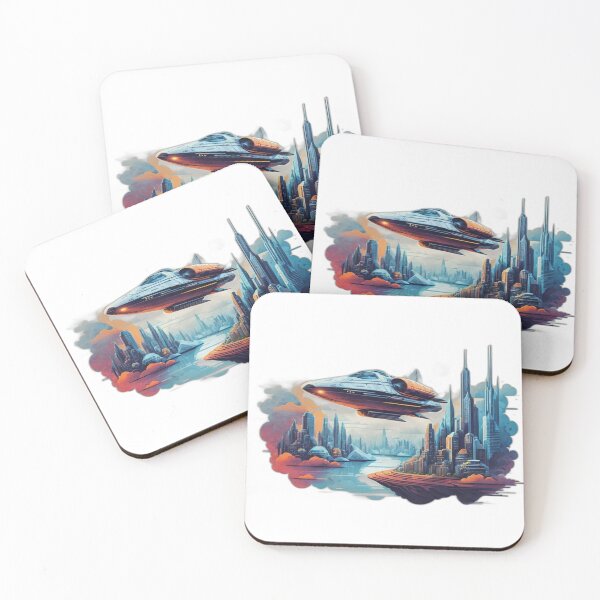 Item preview, Space Journey above a Futuristic City designed and sold by ArtVibeInk.