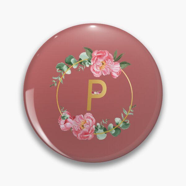Item preview, Letter P Monogram Floral | Beautiful Golden Frame designed and sold by ArtCornerStudio.