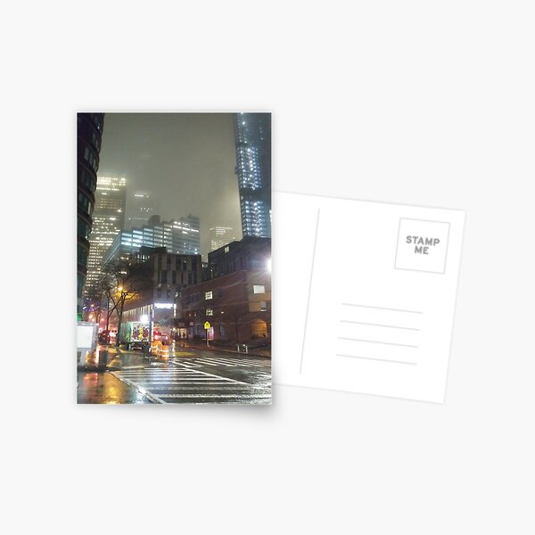 New York, Manhattan, Brooklyn, New York City, architecture, street, building, tree, car, pedestrians, day, night, nightlight, house, condominium,  Postcard