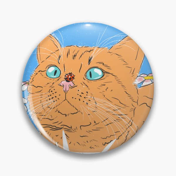 Artikelvorschau, Katze in Blumen mit einem Marienkäfer auf der Nase entworfen und verkauft von MillieBrownArt.