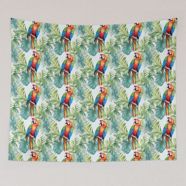 Item preview, Sun-kissed Serenade: Cute Macaw in Summer Art Print designed and sold by qoodesignstudio.