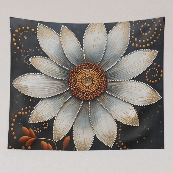 Item preview, stunning detailed flower with dots art print designed and sold by dcrc.