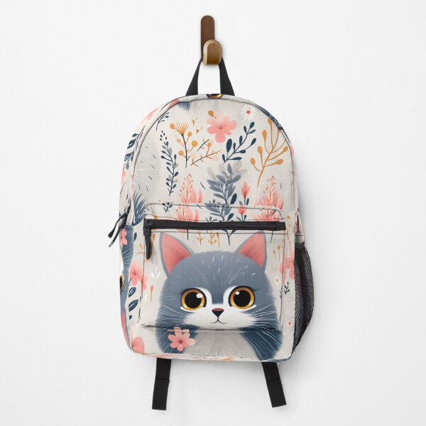 Item preview, Grey White Pet Kitty Cat Flower Print designed and sold by FoxTreeDesign.
