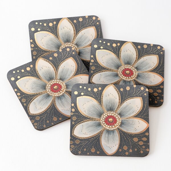 Item preview, stunning detailed flower with dots art print designed and sold by dcrc.