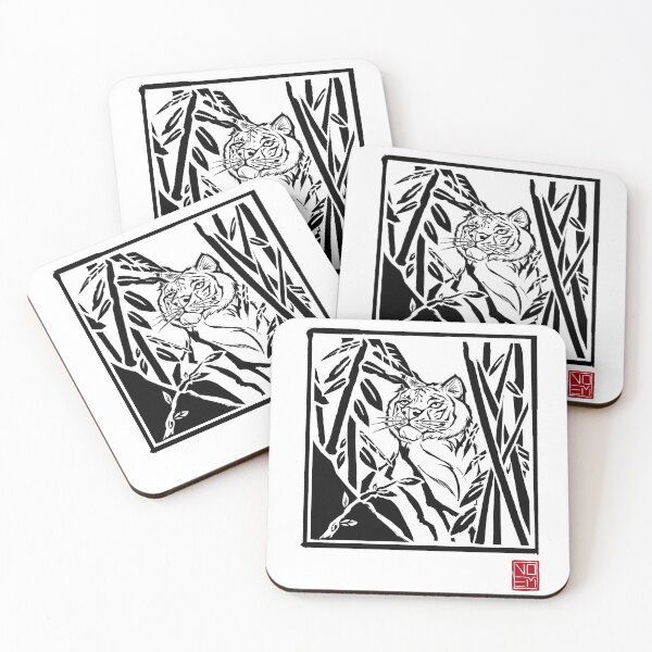 Item preview, Tiger In Forest Black Print designed and sold by Noem-Prints.