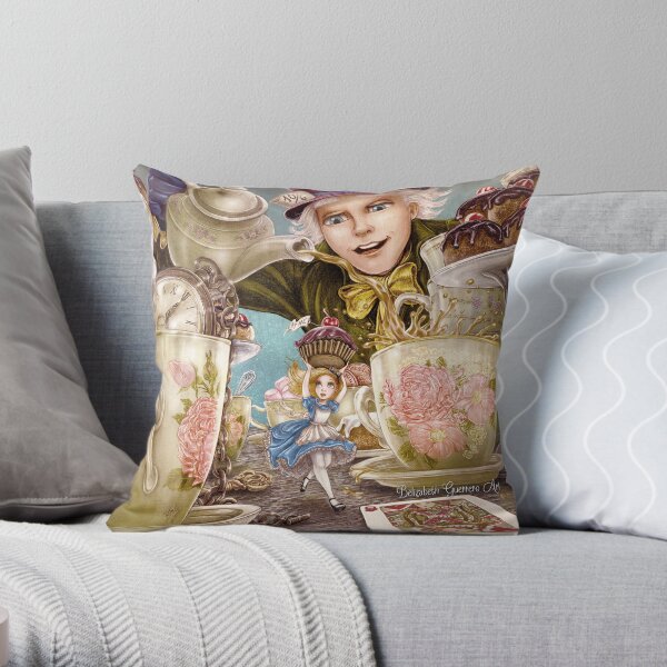 Alice Mad Tea Party Throw Pillow