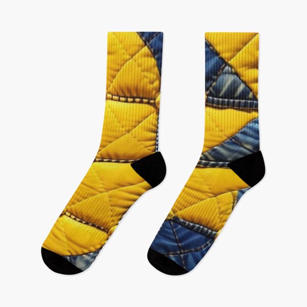 Item preview, Yellow and denim Patchwork quilt  designed and sold by Roxburylane.