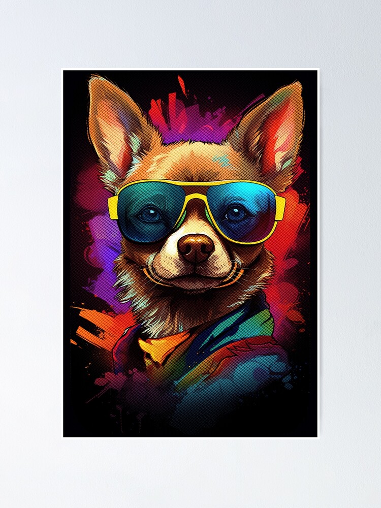 Chihuahua Dog Glasses Canvas outlet Painting Art