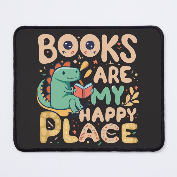 Item preview, Funny Dinosaur reading Books are my happy place for Book lovers, Book aesthetics designed and sold by OlivedesignsIN.