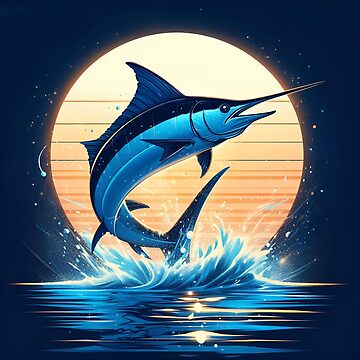 Sea and ocean fishing, Marlin jumping out of the water.  Essential T-Shirt  for Sale by ART-POD-PL