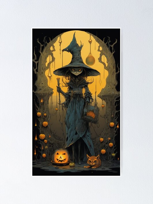 Orange Red Medium Crystal Ball Halloween Witch Magic Powers Fun retailer Framed Horizontal Poster