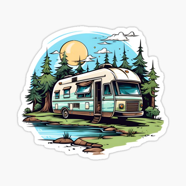 Rv Camper in the Woods Sticker