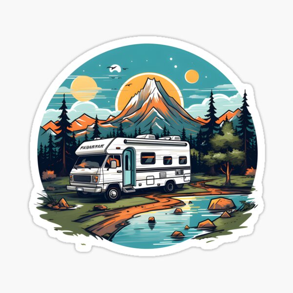 Autocollants camping-car paysage avec des montagnes