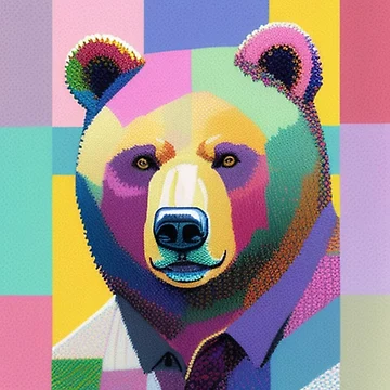 Artwork thumbnail, Colorful Patchwork bear by Roxburylane