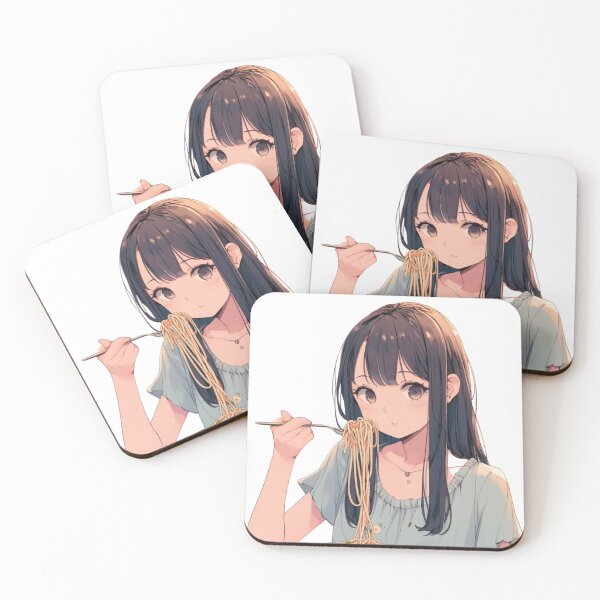 Item preview, Cute Anime Girl Eating Spaghetti Pasta Adorable designed and sold by ProTeeShopping.