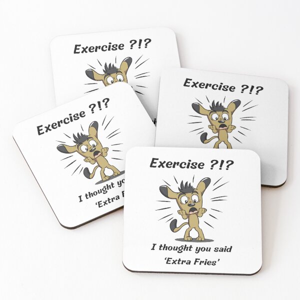 Item preview, Exercise?! I Thought You Said Extra Fries. Funny Fitness Outraged Dog designed and sold by Rebel-Design.