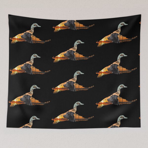 Item preview, Black Labrador and Flying Mallards Sunrise designed and sold by LifeCrush.