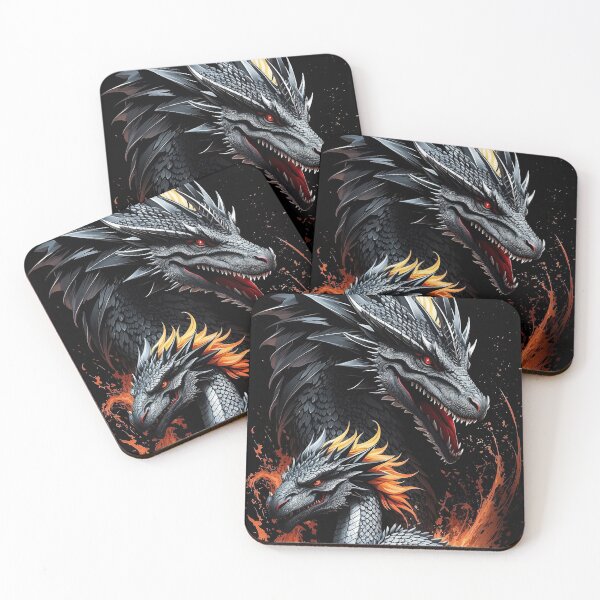 Item preview, Twin fiery dragons in the dark designed and sold by ArtVibeInk.