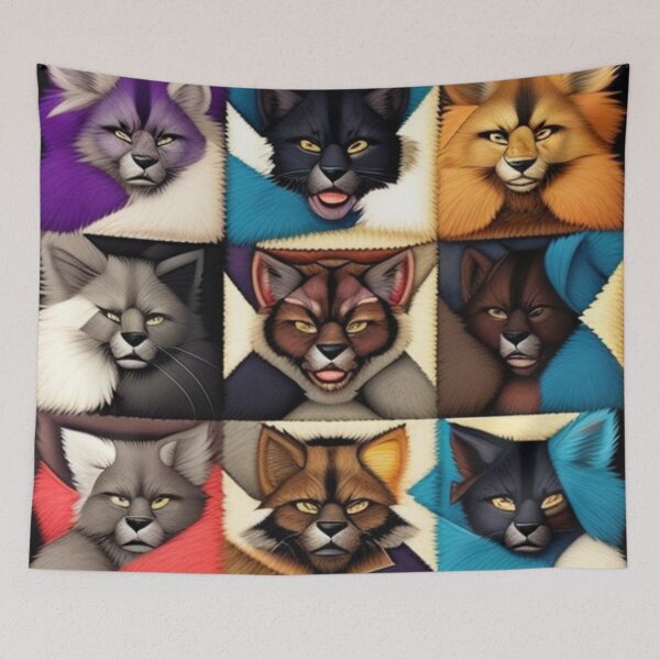 Item preview, Furry creatures Patchwork quilt  designed and sold by Roxburylane.