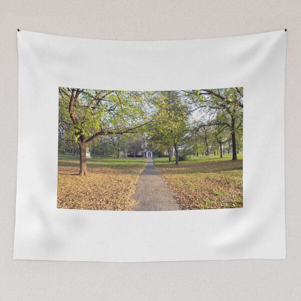 Item preview, autumn park with path and house designed and sold by goceris.