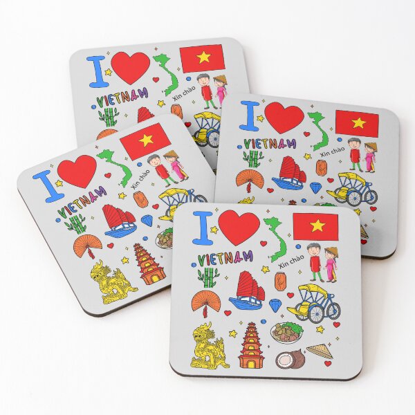 Item preview, I love Vietnam. Hand drawn Vietnamese Landmarks, flag and map designed and sold by mashmosh.