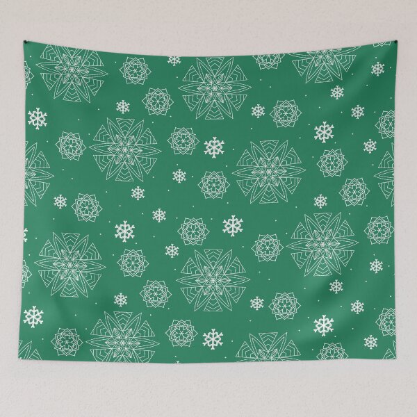 Artikelvorschau, Schneeflocken-Mandalas in Wintergrün entworfen und verkauft von Aureusglow.
