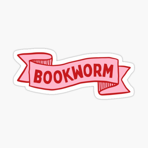 Vista previa del artículo con la obra «bookworm ribbon banner red», diseñado y vendido por catdiasart.