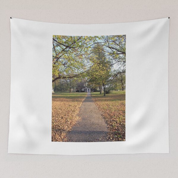 Item preview, house with path in autumn park designed and sold by goceris.