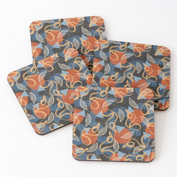 Item preview, Blue and Orange Abstract Memphis Pattern designed and sold by Blue-Banana.