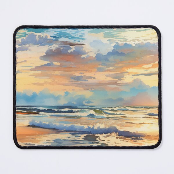 Item preview, Serene Watercolor Beach Waves at Sunset designed and sold by tivaslove.