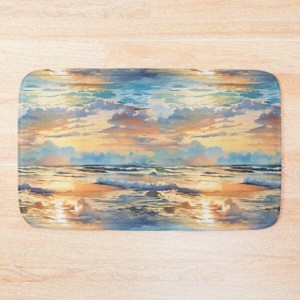 Item preview, Serene Watercolor Beach Waves at Sunset designed and sold by tivaslove.