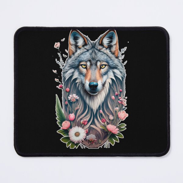 Item preview, Pencil drawn wolf with flowers designed and sold by FenwickDesign99.