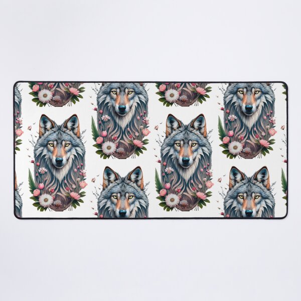 Item preview, Pencil drawn wolf with flowers designed and sold by FenwickDesign99.