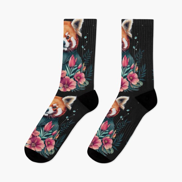 Item preview, Red panda with flowers designed and sold by LuckyFamily.