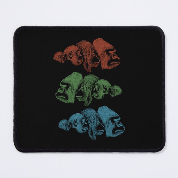 Item preview, Group of four different monkeys facing the same side in red, green and blue designed and sold by Martapp.