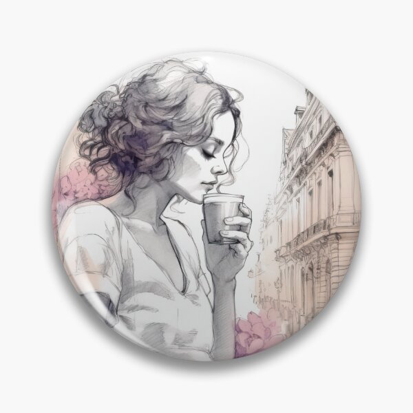 Item preview, Female having coffee watercolor designed and sold by magicartjourney.