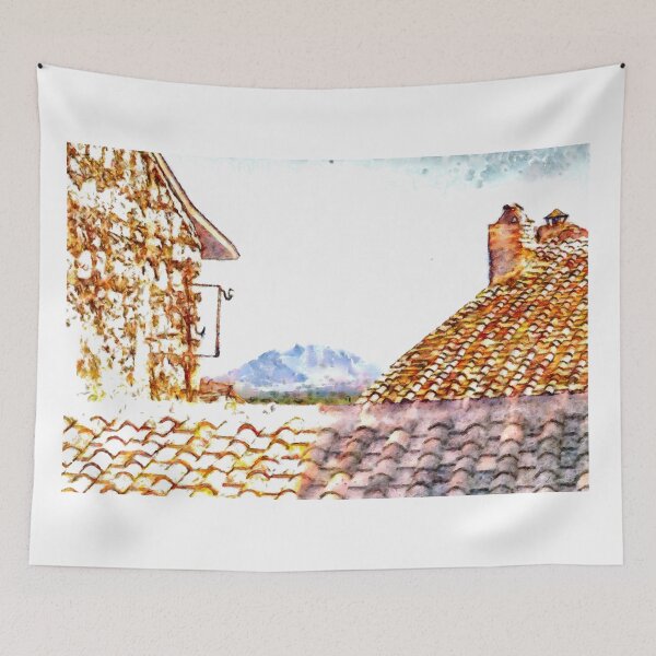 Item preview, Glimpse Between The Roofs With Landscape And Mountain designed and sold by Giuseppe Cocco.